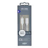 KEY USB-C til USB-C  Kabel 3m Hvit